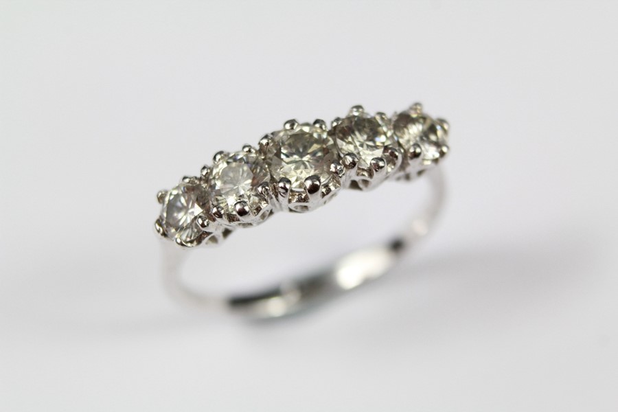 An 18ct White Gold Five-stone Diamond Ring
