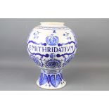 A Large Delft Blue and White Chemist Jar