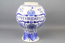 A Large Delft Blue and White Chemist Jar