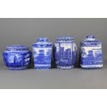 Three Vintage Blue and White Ringston Tea Caddies