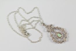 A Silver and Cubic Zircon Belle Epoque Style Necklace