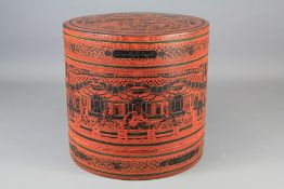 A Burmese Circular Lacquer Betel Preparation Box