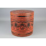 A Burmese Circular Lacquer Betel Preparation Box