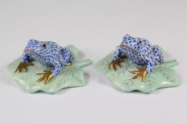 A Pair of Herend Lily Pad Frogs