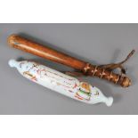 Glass Victorian Rolling Pin and Truncheon