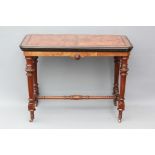 An Antique Walnut and Ebony Folding Card Table