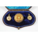 A Late Victorian 14 ct Gold Brooch and Earrings Set