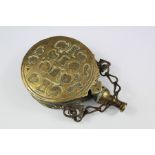 19th Century Islamic Brass and Enamel Powder Flask
