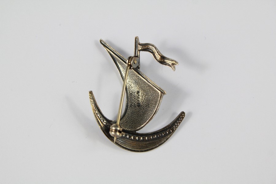 Scandinavian Silver and Enamel Yacht Brooch - Image 3 of 3