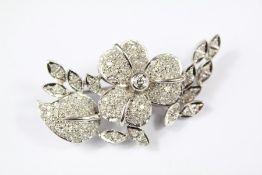 An 18ct White Gold Diamond Floral Brooch