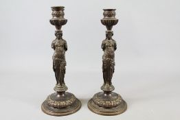 Ferdinand Barbedienne (1810-1892) 19th Century Bronze Figural Candlesticks