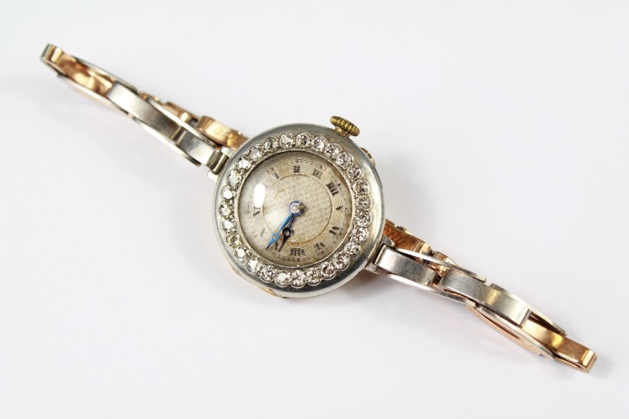 Lady's 14/15ct Gold, Platinum and Diamond Wrist Watch