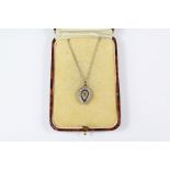 Antique 18ct White Gold and Diamond Pendant Necklace