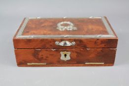 A Burr Walnut and Silver Cigarette Case