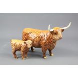 Beswick Highland Cow and Calf
