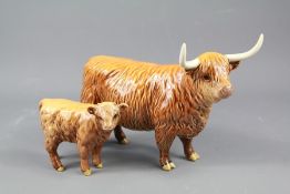 Beswick Highland Cow and Calf
