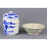 Antique Chinese Studio Pottery Blue and White Bowl