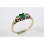 A Lady's 18ct Gold and Platinum Emerald and Diamond Ring