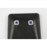 A Pair of 18ct White Gold Sapphire and Diamond Cluster Earrings