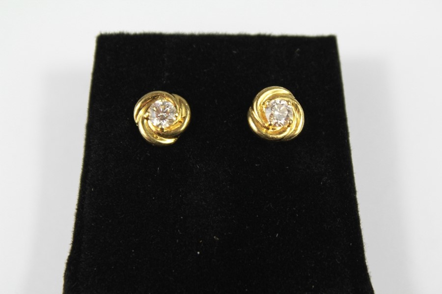 A Pair of 18ct Yellow Gold Diamond Stud Earrings