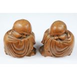 A Pair of Chinese Fruitwood Sleeping Buddha