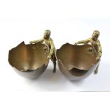 A Pair of 19th Century Brass Table Condiments