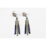 Silver and Enamel Art Deco Style Earrings