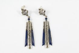 Silver and Enamel Art Deco Style Earrings