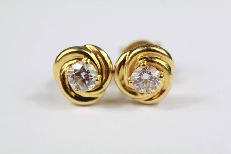 A Pair of 18ct Yellow Gold Diamond Stud Earrings - Image 2 of 2