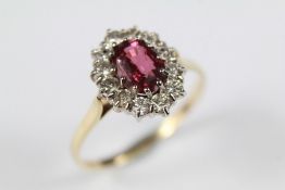 An 18ct Yellow Gold Ruby and Diamond Cluster Ring