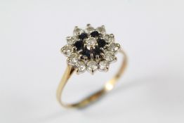 A 9ct Gold Sapphire Cluster Ring