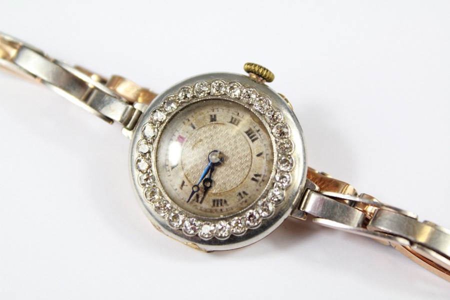 Lady's 14/15ct Gold, Platinum and Diamond Wrist Watch - Image 2 of 3