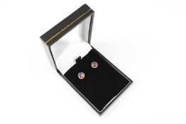 A Pair of 9ct Gold Amethyst Earrings