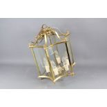 A Brass and Glass Ceiling Lantern Light Shade