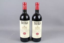 Two Bottles of 2001 Antinori Tignanello Toscara Red Wine