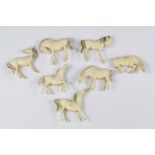 Seven Chinese Antique Ivory 'Horses of Wang Mu' Carvings