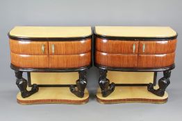 Two Walnut Art Deco Bedside Tables