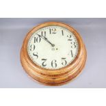 An Oak Frame Circular American Wall Clock