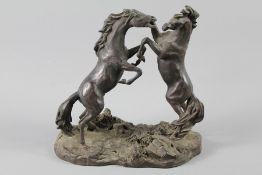 A Pair of Resin 'Challenging Stallions'