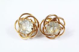 A Pair of 9ct Gold Aquamarine Earrings