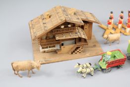 A Fine Wood Carved Model of a Swiss Chalet