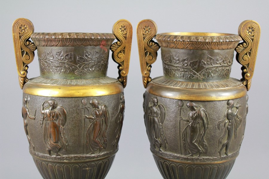 A Pair of Bronze Urns - Image 3 of 4