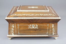 A Victorian Rosewood and Ivory Sewing Box