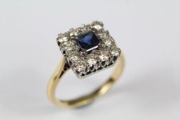 An 18ct and Platinum Sapphire and Diamond Ring