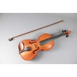 An Eastern European 3/4 Violin and Bow