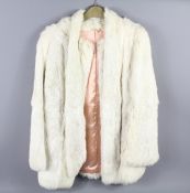 A Lady's 3/4 White-Mink Style Fur Coat