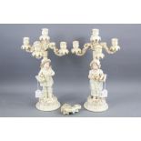 A Pair of Continental 19th Century Porcelain Candelabra