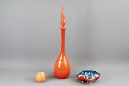 A Hungarian Orange Glass Decanter