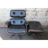 An Eames-style Recliner Chair and Ottoman