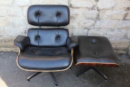 An Eames-style Recliner Chair and Ottoman